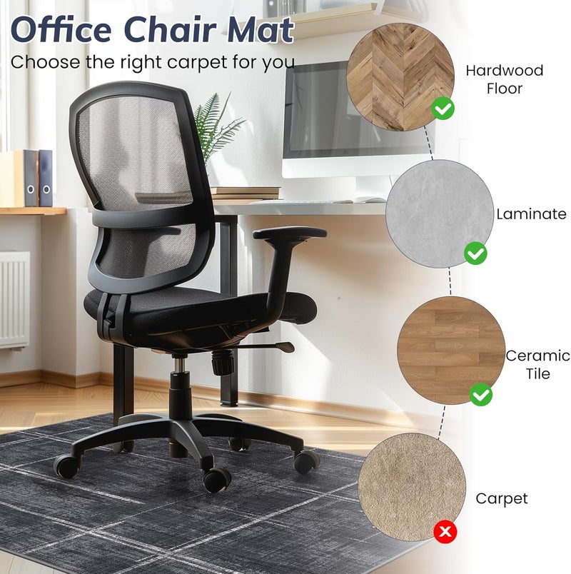 Lreedy Office Chair Mat for Hardwood Floor&Tile Floor,36"X 48" Heavy Duty Desk Chair Mat for Hard Floors,Under Desk Rug for Rolling Computer Chair,Anti Slip,Low Pile Carpet Floor - Image 3